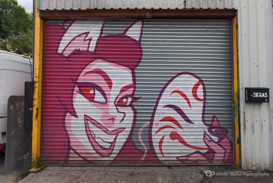 Graffiti art pink cat woman