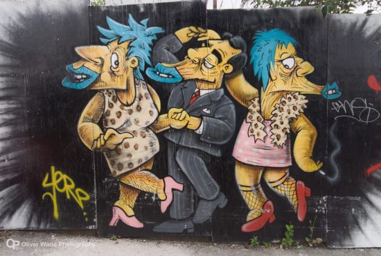 Blue haired people in graffiti art