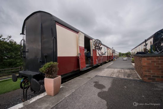 A vintage BR coach re purposed as bike storage. 